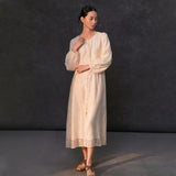 Famecoco Embroidered Sheer Midi Dress