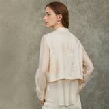 Famecoco Layered Embroidered Blouse with Sheer Hem