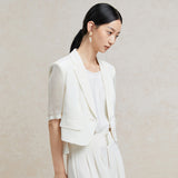 Famecoco Cropped Blazer with Stretch Blend for Modern Elegance