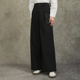 Famecoco Embroidered High-Waist Wide-Leg Pants