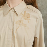 Famecoco Embroidered A-Line Shirt Dress