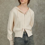 Famecoco Cinched Waist Knit Hoodie