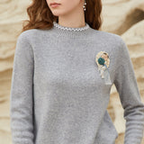Famecoco Gold Thread Wool Pullover Sweater