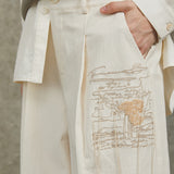 Famecoco Embroidered High-Waist Wide-Leg Pants