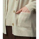 Famecoco Beaded V-Neck Wool Blend Cardigan