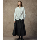 Famecoco Vintage Embroidered Lantern Sleeve Blouse