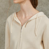 Famecoco Cinched Waist Knit Hoodie