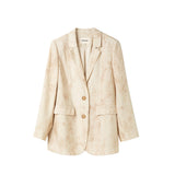 Famecoco 100% Linen Botanical Print Blazer