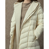 Famecoco Ultra-Light Long Belted Hooded Down Coat