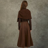 Famecoco Artistic Wool Knit Pullover with Half-Skirt Set