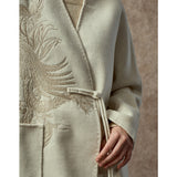 Famecoco Modern Embroidered Wool Blend Coat
