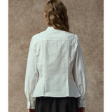 Famecoco Vintage Embroidered Lantern Sleeve Blouse