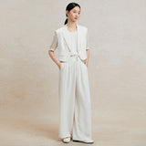 Famecoco Cropped Blazer with Stretch Blend for Modern Elegance