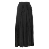 Famecoco Asymmetrical Floral Cutwork A‑Line Skirt