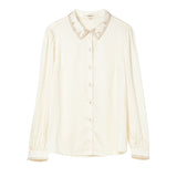 Famecoco Soft Lyocell Embroidered Collar Blouse
