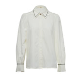 Famecoco Classic Embroidered Lantern Sleeve Blouse