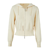 Famecoco Cinched Waist Knit Hoodie