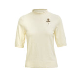 Famecoco Embroidered Short-Sleeve Knit Top