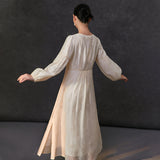 Famecoco Embroidered Sheer Midi Dress