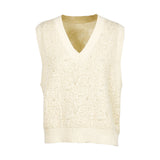 Famecoco Textured Wool Blend V‑Neck Vest