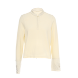 Famecoco Embroidered Cuff Mandarin Collar Blouse