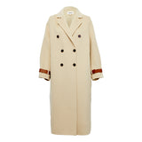 Famecoco Double-Face 100% Wool Long Coat with Contrast Cuffs