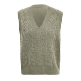 Famecoco Textured Wool Blend V‑Neck Vest