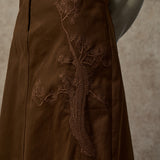 Famecoco Embroidered Straight-Cut Cotton Maxi Skirt