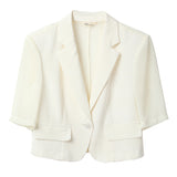 Famecoco Cropped Blazer with Stretch Blend for Modern Elegance