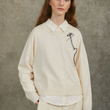 Famecoco Soft Wool Embroidered Pullover Sweater