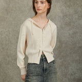 Famecoco Cinched Waist Knit Hoodie