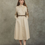 Famecoco Embroidered A-Line Shirt Dress