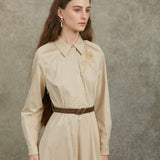 Famecoco Embroidered A-Line Shirt Dress