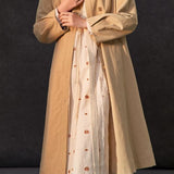 Famecoco Embroidered Cotton Long Coat with Mandarin Collar
