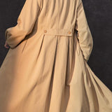 Famecoco Embroidered Cotton Long Coat with Mandarin Collar