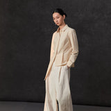 Famecoco Cotton‑Stretch Asymmetric Shirt