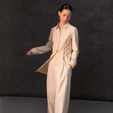 Famecoco Cotton‑Stretch Asymmetric Shirt