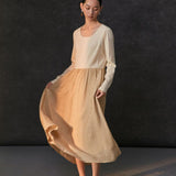Famecoco Minimalist Two‑Tone Maxi Dress