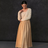 Famecoco Minimalist Two‑Tone Maxi Dress