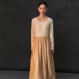 Famecoco Minimalist Two‑Tone Maxi Dress