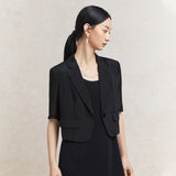 Famecoco Cropped Blazer with Stretch Blend for Modern Elegance