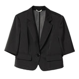 Famecoco Cropped Blazer with Stretch Blend for Modern Elegance