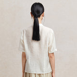 Famecoco V‑Neck Blouse with Side Slits