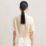 Famecoco V‑Neck Blouse with Side Slits