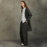 Famecoco 100% Cotton Collarless Long Coat