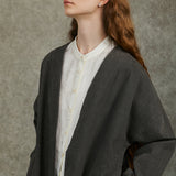Famecoco 100% Cotton Collarless Long Coat