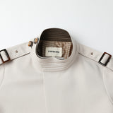 Famecoco High-Neck Belted Long Trench Coat