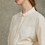 Famecoco Embroidered Collar & Cuff Cotton Blouse