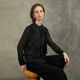 Famecoco Layered Embroidered Blouse with Sheer Hem