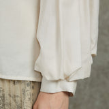 Famecoco Bow‑Tie Blouse with Balloon Sleeves